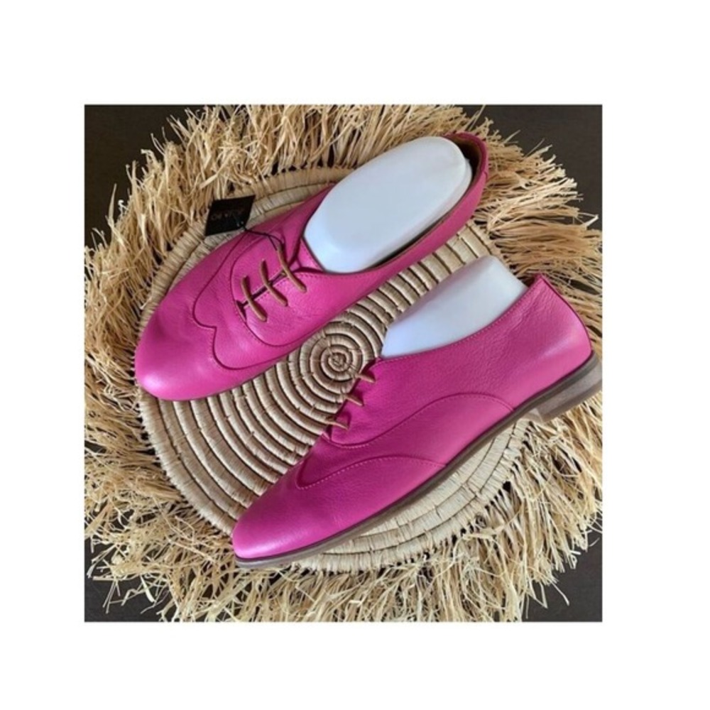 JULIA BO Magenta Pink Leather Limehouse Oxfords Beige‎ Laces EU 40